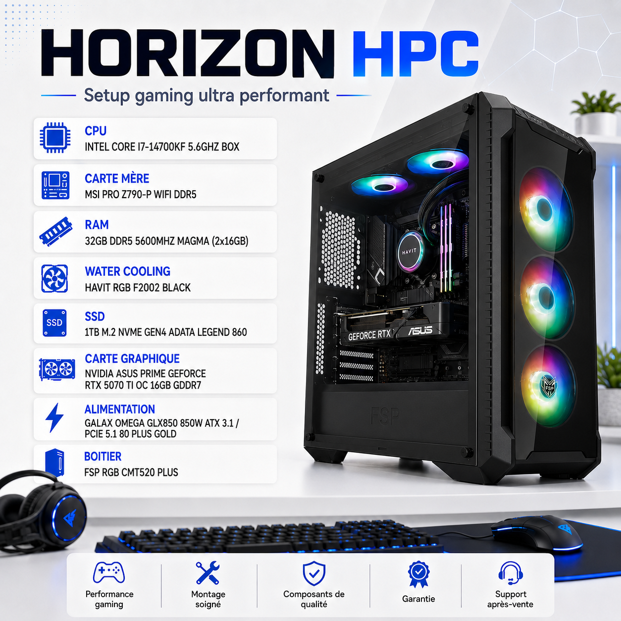 PC Gamer i7-14G/B790/32GB/1T NVMe/RTX 5070 Ti 16GB