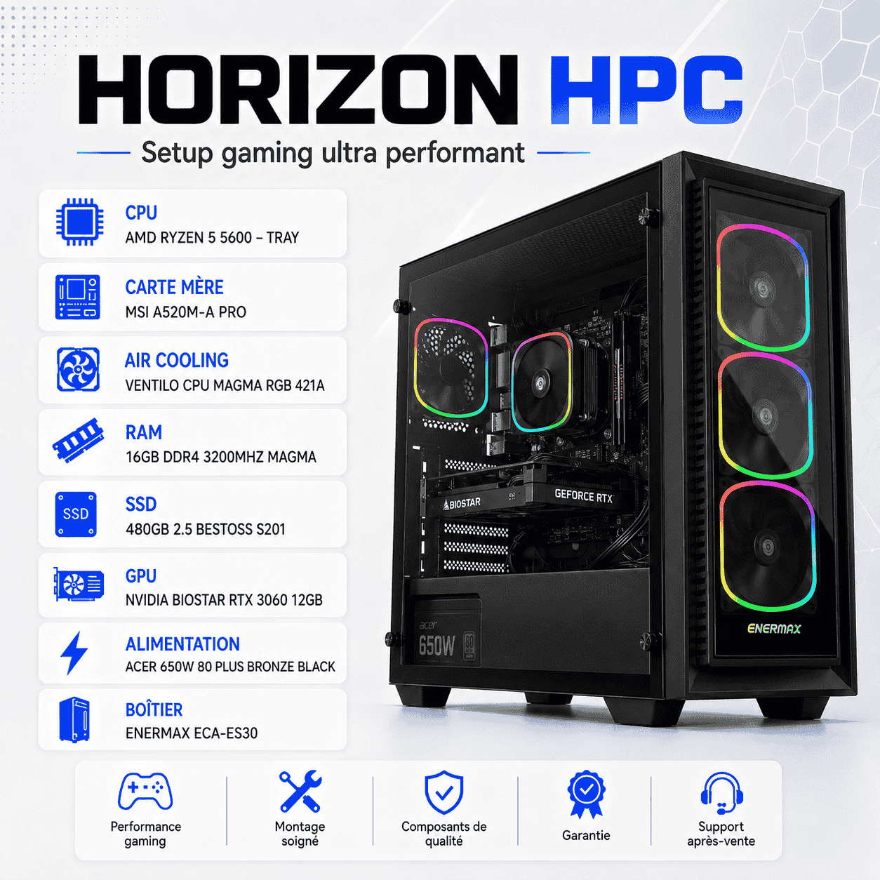 PC Gamer R5-5600/A520/16G/480GB-SSD/RTX3060